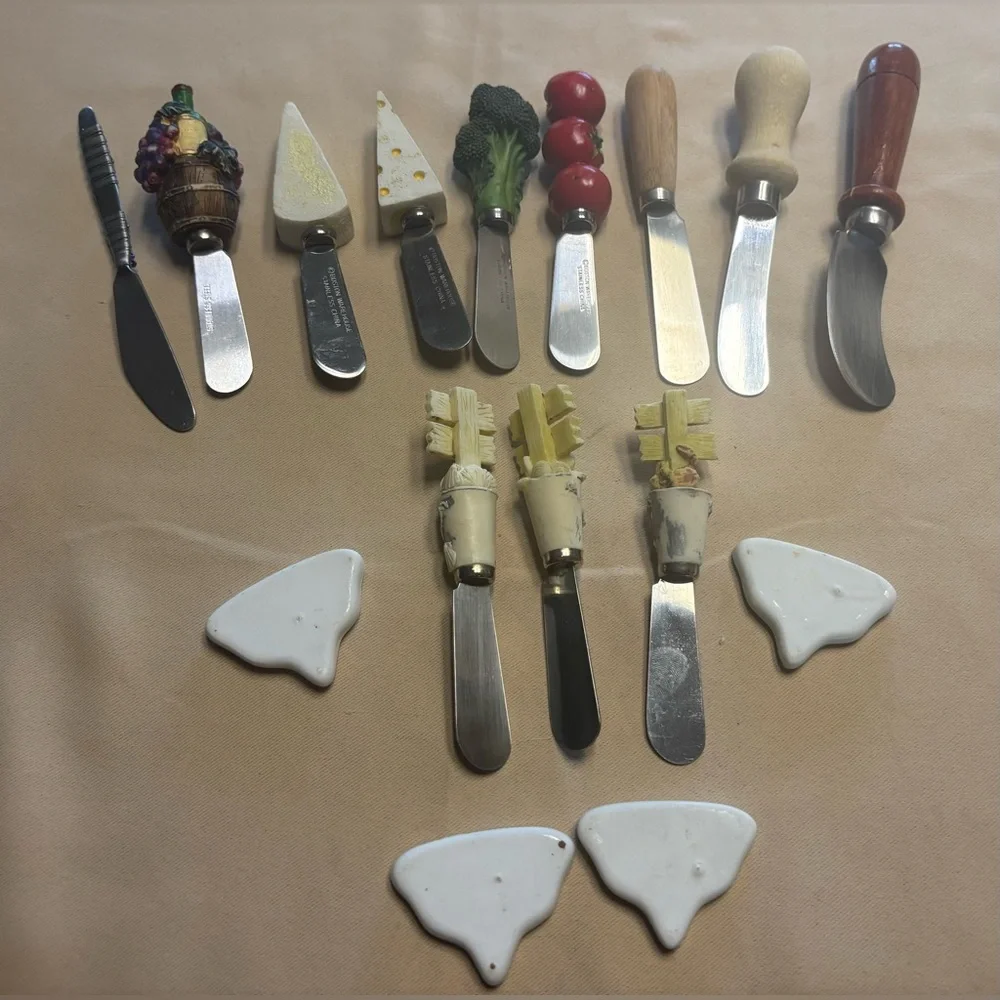 Mixed Lot of 16‎ Cheese Knife Spreaders Butter Jelly Jam Utensils Charcuterie